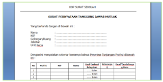 Contoh Format SPTJM Pencairan TPG Tahun 2019