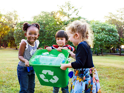 Educar as crianças sobre o meio ambiente e reciclagem