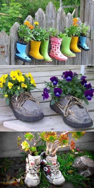 Old Shoes As Planters