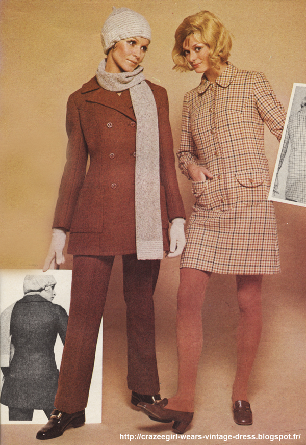 1969 dress  suits jackets  pants 1960 60s twiggy wool plaid pea coat peacoat