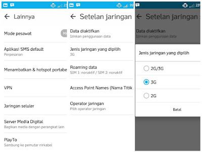Pilih mode 3G