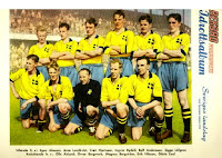 SELECCIÓN DE SUECIA - Temporada 1950-51 - Egon Jönsson, Arne Lundqvist, Sven Hjertsson, Ingvar Rydell, Rolf Andersson y Sigge Löfgren; Olle Ahlund, Örvar Bergmark, Magnus Bergström, Erik Nilsson y Gösta Lind - SUECIA 0 ESPAÑA 0 - 17/06/1951 - Partido amistoso - Estocolmo, Suecia, estadio Rasunda