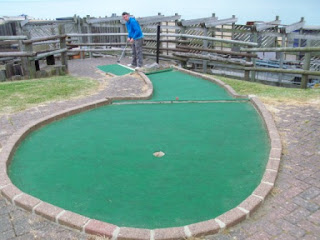 Richard and a BIG Bear at the Fort Fun Adventure Golf Course in Eastbourne