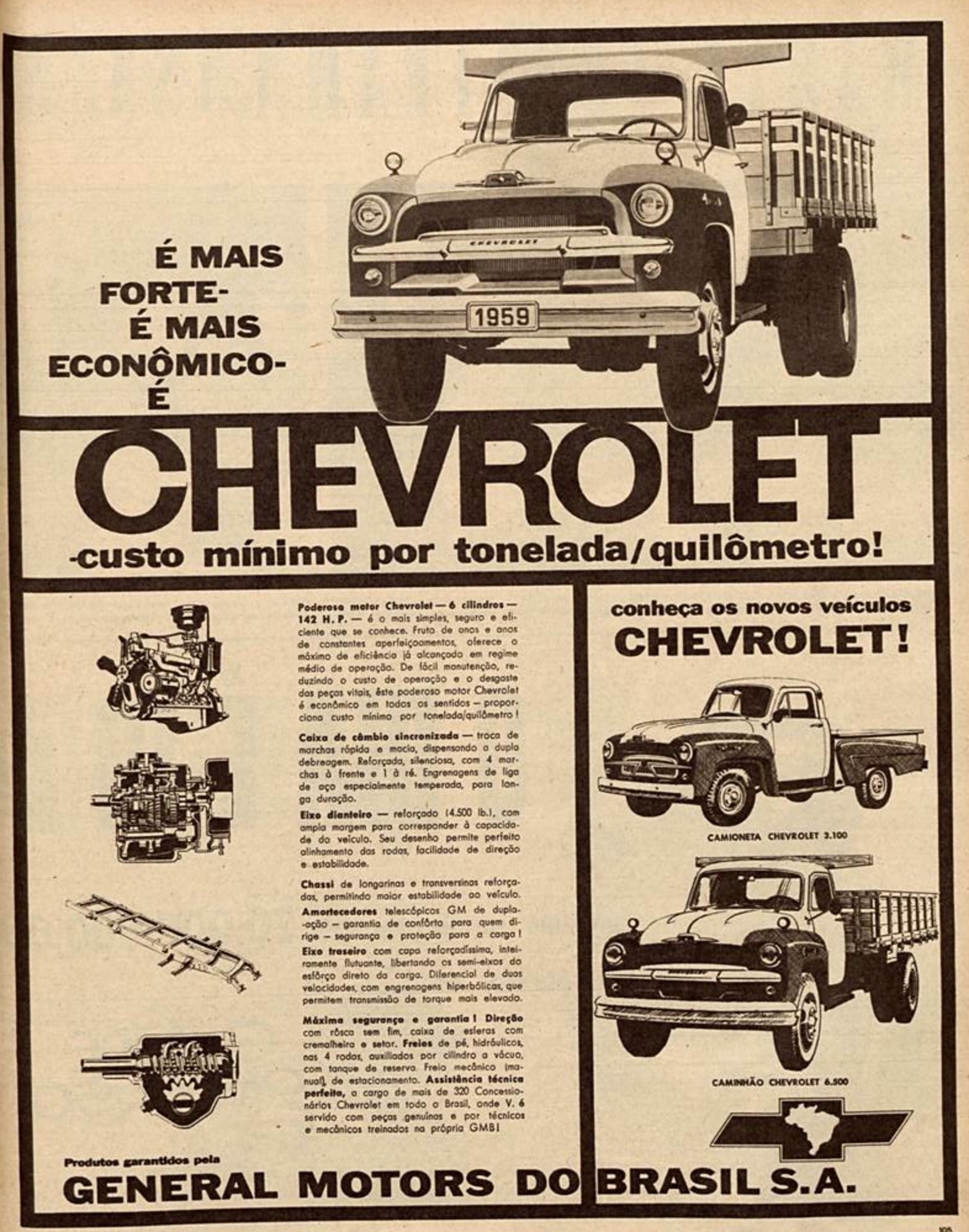 Anúncio veiculado em 1959 apresentando a nova linha de camionetas e caminhões da Chevrolet