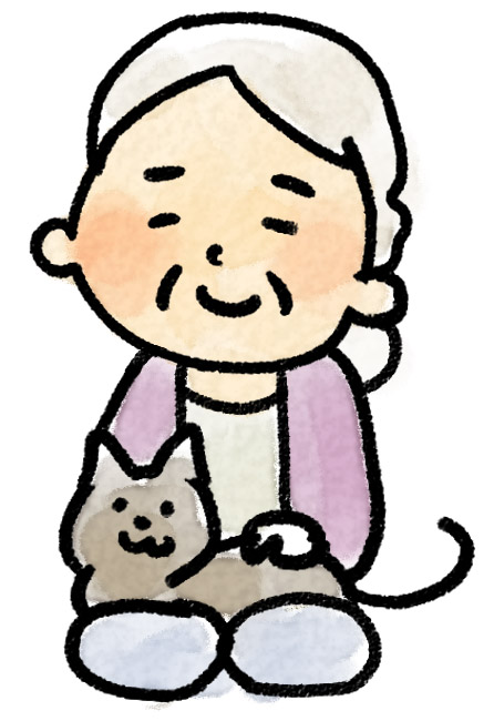 おばあさんのイラスト おばあさんと猫 ゆるかわいい無料イラスト素材集