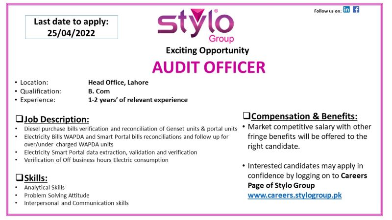 Stylo Pvt Ltd Jobs For Audit Officer