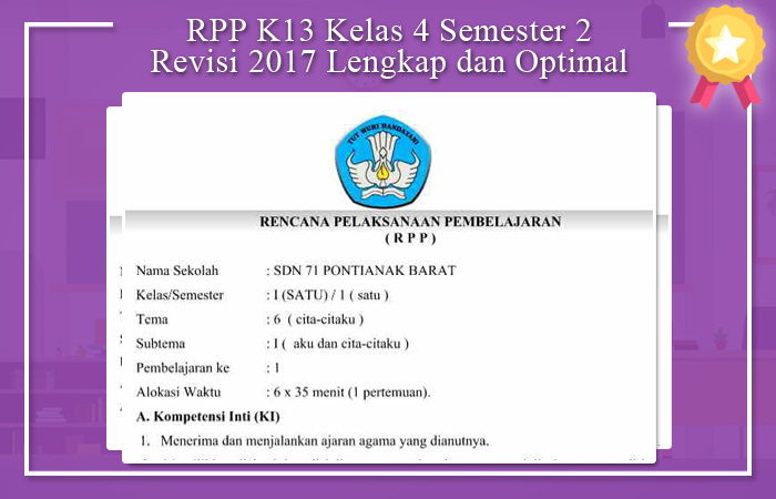 RPP K13 Revisi 2017 Kelas 4 Semester 2