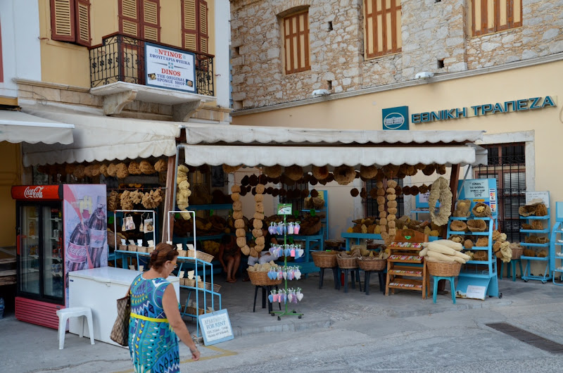 shops selling sea sponges are all over greek islands my title=