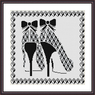 High heels cross stitch pattern Geometric ornament embroidery - Tango Stitch