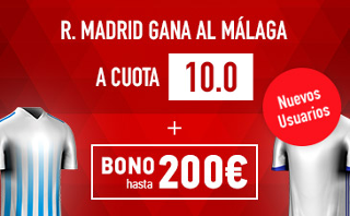 Supercuota 10 sportium Real Madrid gana Malaga + 200 euros liga 21 mayo JRVM