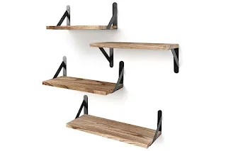 YGEOMER Rustic Wood Floating Shelves (Set of 4)