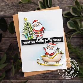 Sunny Studio Stamps: Santa Claus Lane Holly Jolly Christmas Card by Eloise Blue