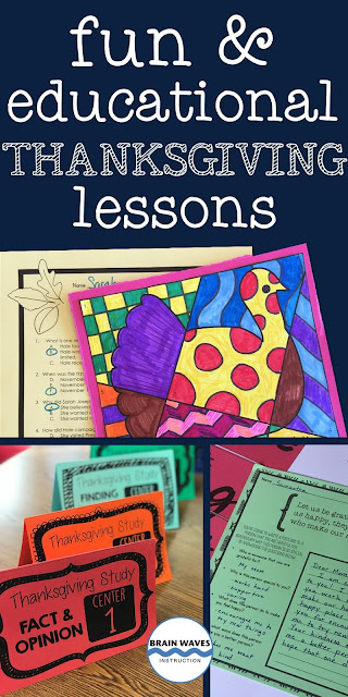 Thanksgiving lessons for the ELA classroom that are fun and educational!  This list of Thanksgiving activities move beyond Thanksgiving crafts and ELA skills to students' learning.