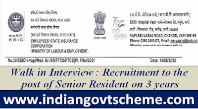 Recruitment to the post of Senior Resident on 3 years