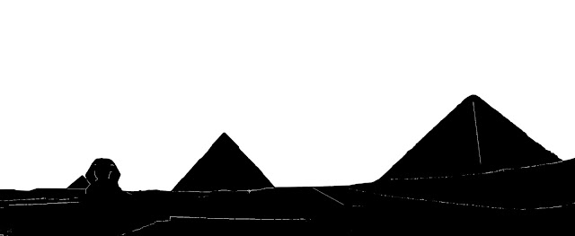 silhouette of the three Giza pyramids
