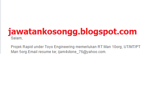 Jawatan Kosong: Jawatan Kosong Toyo Engineering Terkini