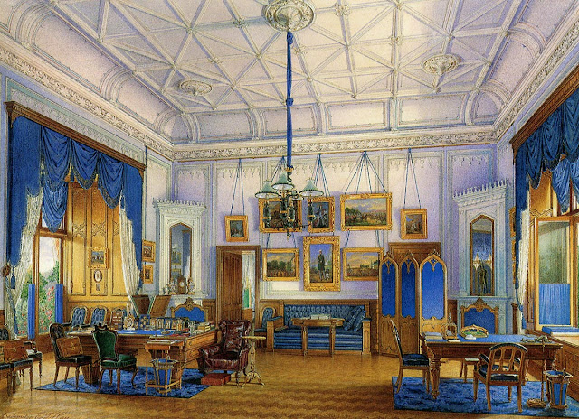 Гау Э. П. Синий кабинет Александра II в Фермерском дворце, 1858. Интерьер