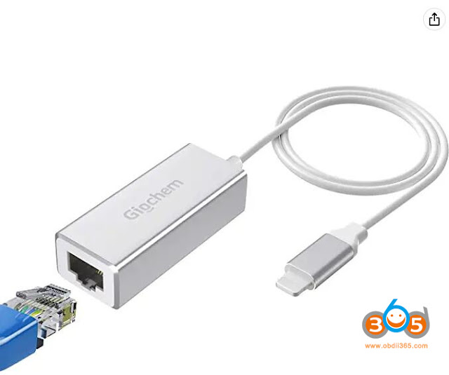 A lightning to ethernet adapter
