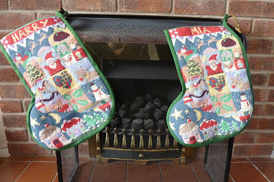 Tapestry Christmas stockings from Jolly Red kit