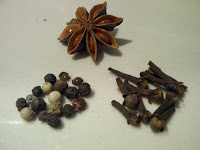 star anise, pepper corns, cloves