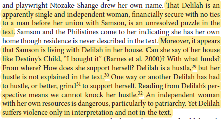 Since it seems Samson is living with Delilah in her house, can she say of her house like Destiny's Child, "I bought it"?