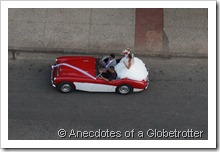 Bride entrance in a classic car
