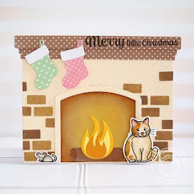 Sunny Studio Stamps: Fireplace Shaped Dies Nontraditional Colored Christmas Card by Lexa Levana