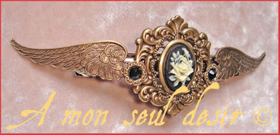 pince à cheveux barrette accessoire coiffure steampunk ailes camée steampunk cameo jewel hair accessoiries hair pin 