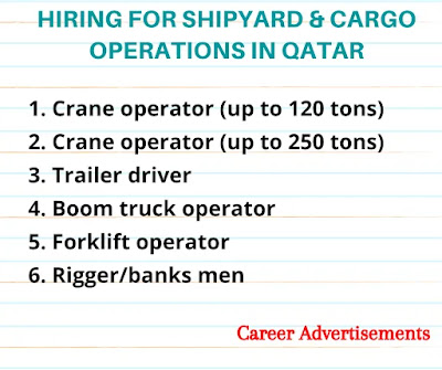 Hiring for Shipyard & cargo operations in Qatar