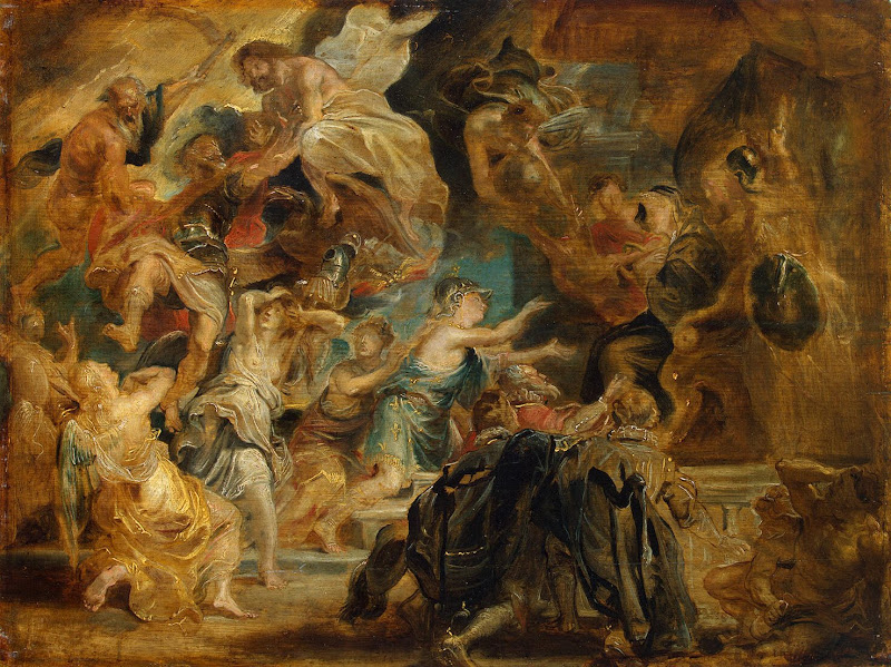 Death of Henry IV and the Proclamation of the Regency by Pieter Paul Rubens - Allegory, History Paintings from Hermitage Museum