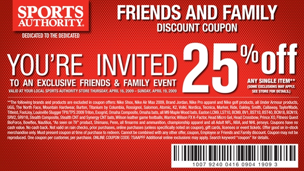 Case in point would be a common Sports Authority coupon: 25% off sounds like 