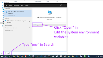 search env and click open edit system environment variables