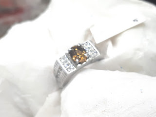 Batu Permata Natural Brown Zircon ZRC003 Indah Ikatan Perak Mewah