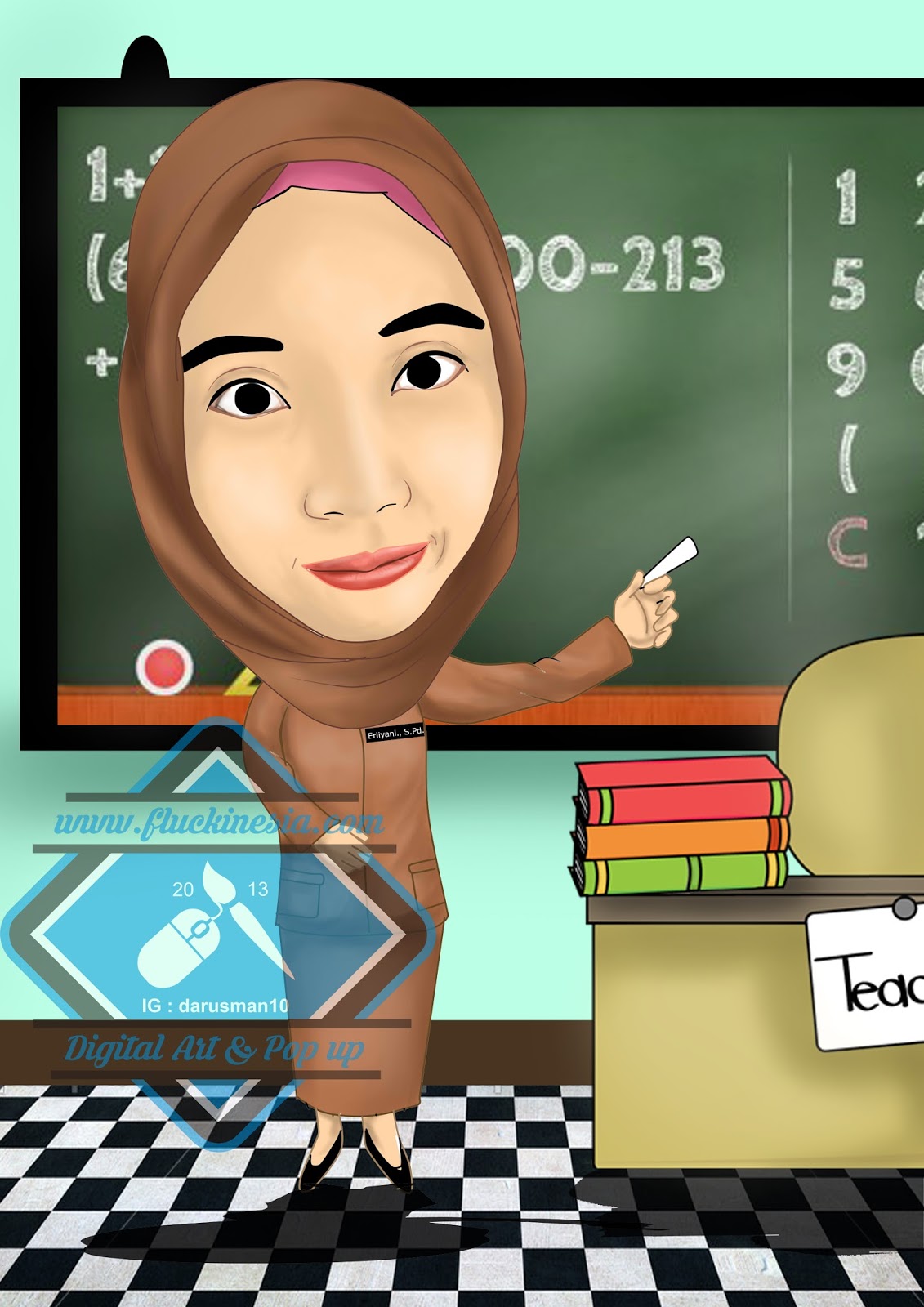 Gambar Karikatur Ibu Guru Sedang Mengajar Ideku Unik