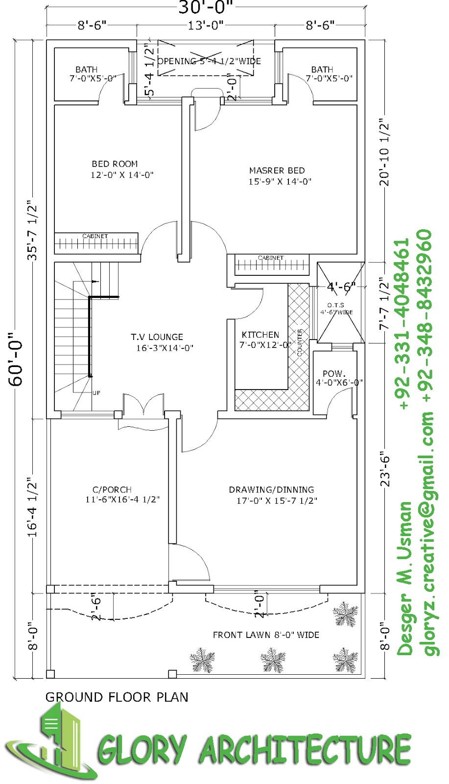 3060 House Plan 6 Marla House Plan