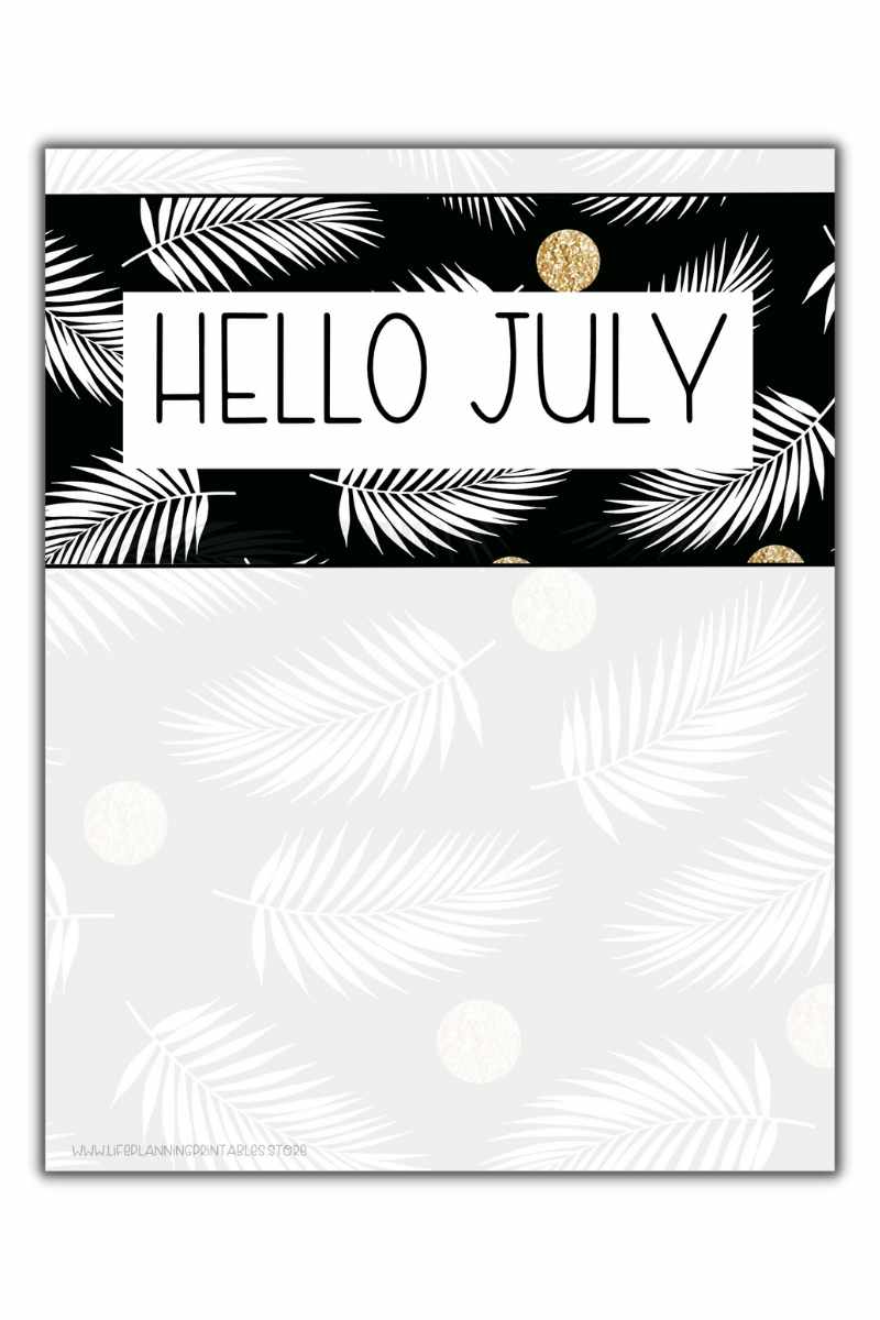 Hello July Calendar cover free printables