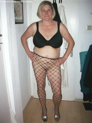 wife posing in fishnet pantyhose