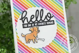 Sunny Studio Stamps: Devoted Doggies Fancy Frames Rainbow Background Hello Card by Juliana Michaels