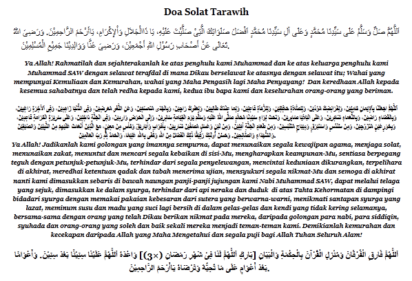 Niat Solat Tarawih Dan Cara Melakukan Solat Tarawih Di 