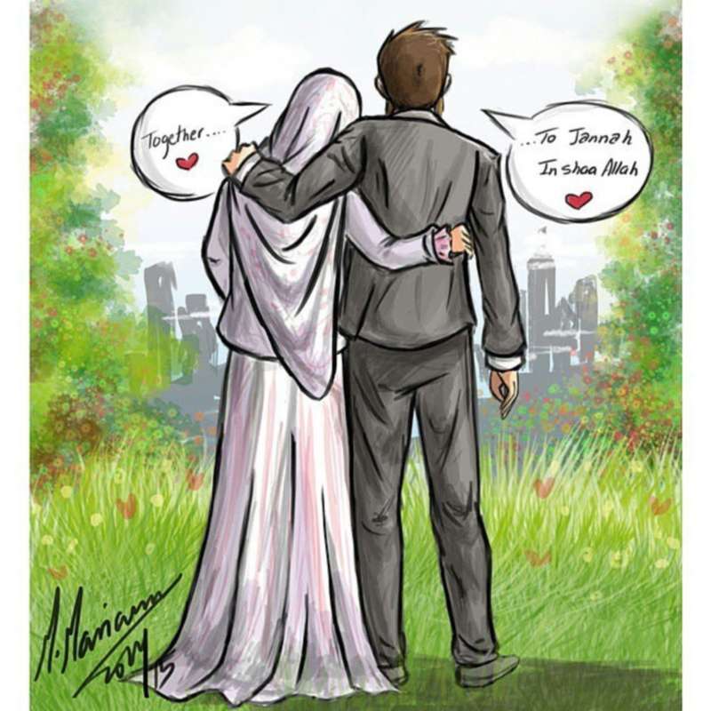 27+ Gambar Kartun Islami Pasangan, Istimewa!