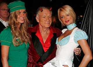 Hef with Nicky and Paris Hilton