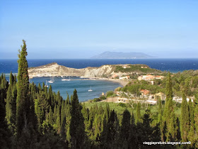 Veduta di Porto a Erikoussa, isole Diapontie 