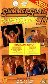 WWF / WWE - SUMMERSLAM 1990: Poster for the event featuring Rick Rude vs. Ultimate Warrior and Hulk Hogan vs. Earthquake