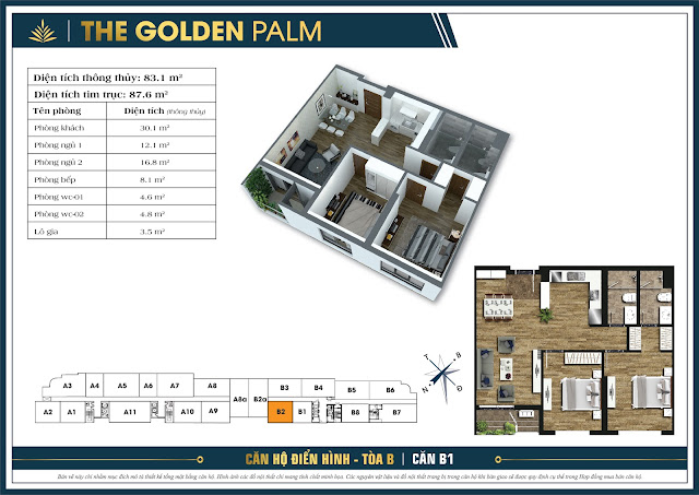 Thiết Kế Mặt Bằng Căn Hộ The Golden Palm