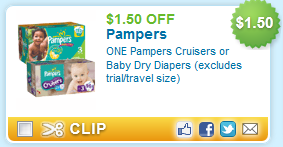 $1.50 OFF ONE Pampers Cruisers or Baby Dry Diapers