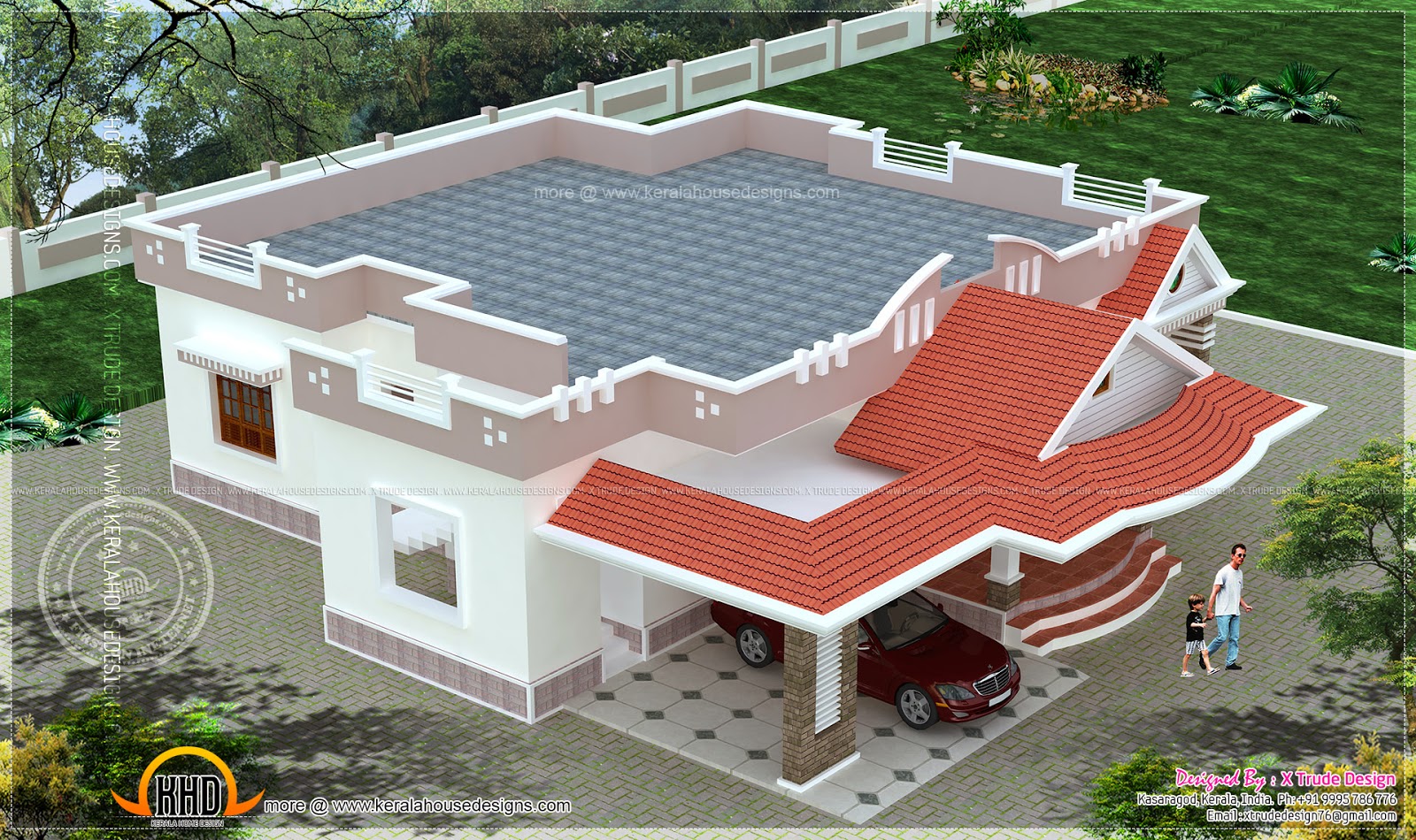  Single  storied 2 bedroom house  elevation Home  Kerala Plans 