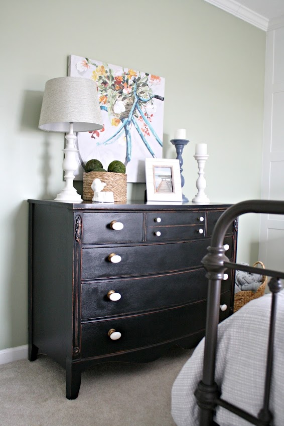 black dresser green walls