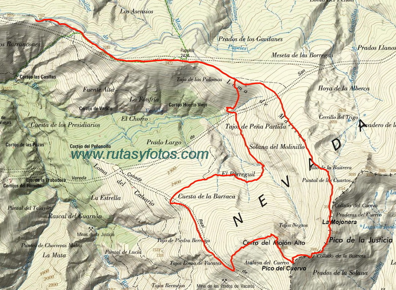 Mojonera-Pico de la Justicia-Pico del Cuervo-Mojón Alto