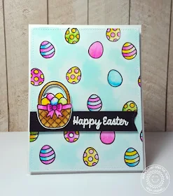 Sunny Studio: A Good Egg Easter Basket Watercolor Card by Heidi Criswell.