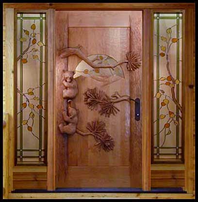 Hand Carved Wood Exterior Front Doors For Sale Rustic